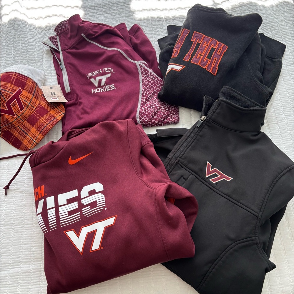 Virginia Tech men's bundle - 2 sweatshirts, jacket, pull over, hat, size large
